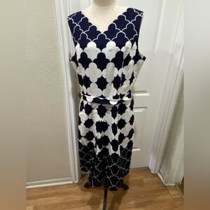 NWT Talbots Blue and White Sheath Midi Dress
